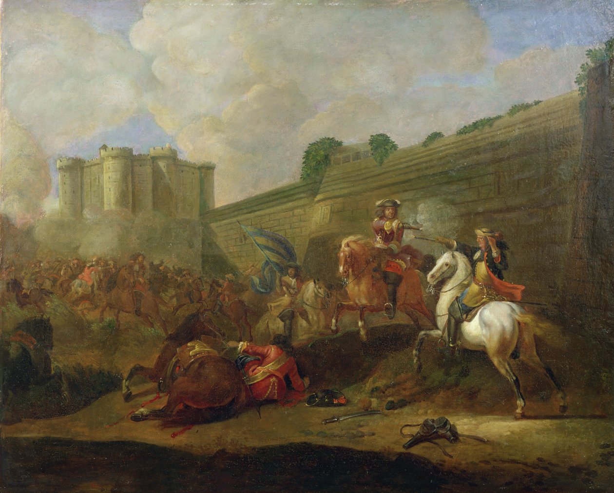 Episódio da Fronda no Faubourg Saint-Antoine pelas Muralhas da Bastilha, c.1648 de French School