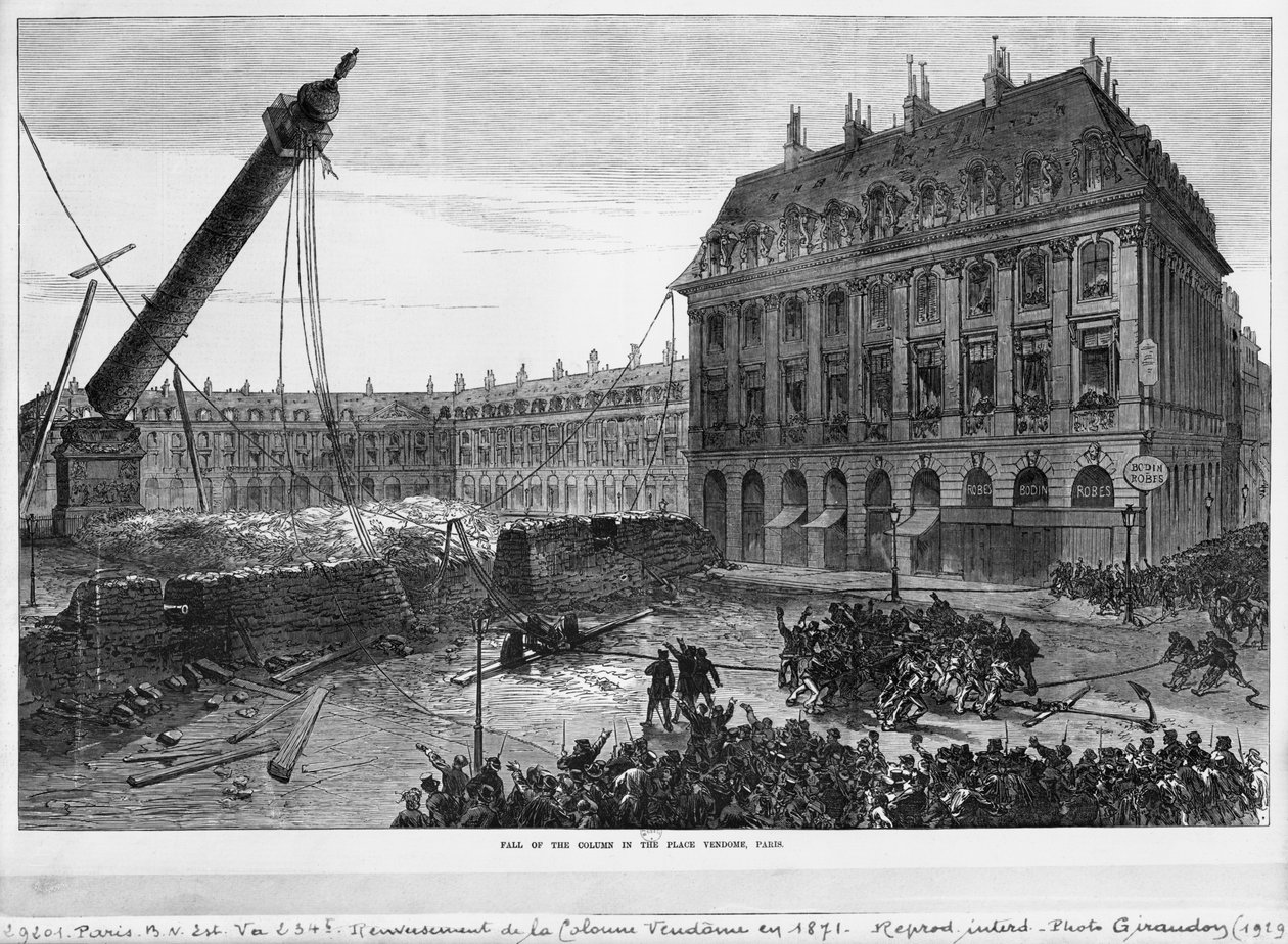 Queda da coluna na Place Vendome, Paris, 1871 de French School