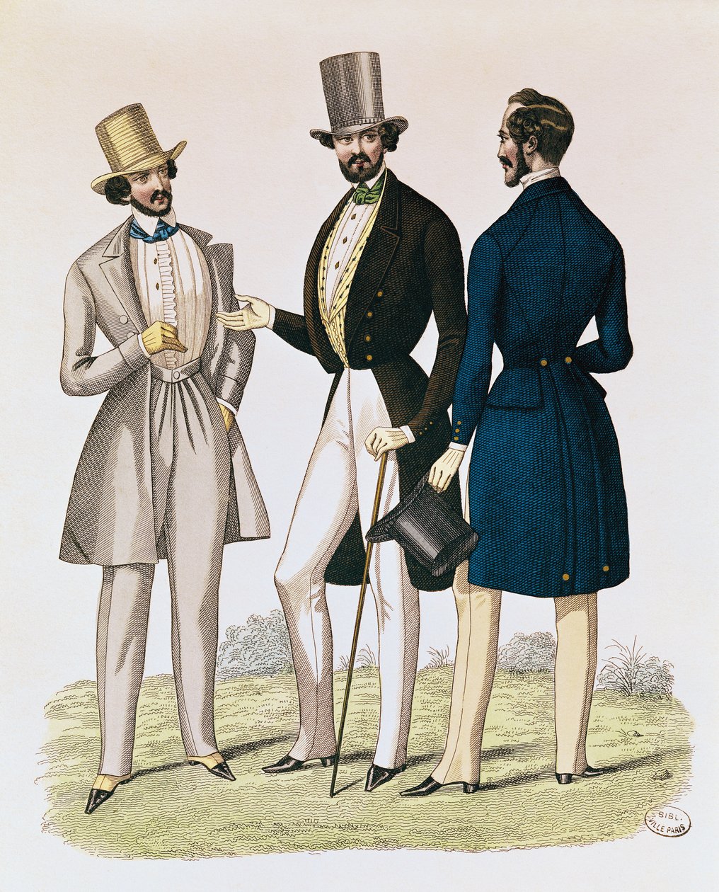 Placa de moda retratando roupas masculinas, publicado pela &39;La Fashion&39;, 1841 de French School