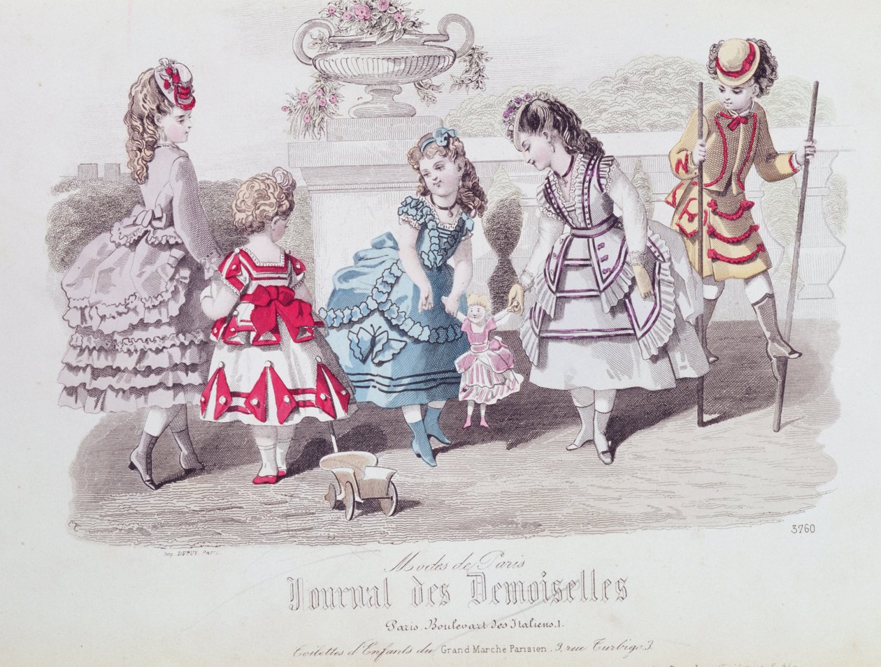 Fashions for Girls, de &39;Journal des Demoiselles&39;, publicado em Dupuy, Paris, 1871 (gravura colorida) de French School