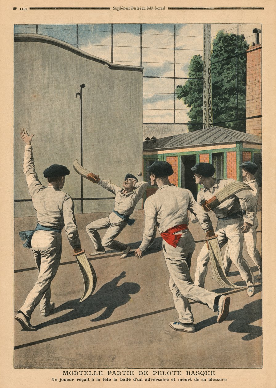 Pelota Basca Fatal, ilustração de &39;Le Petit Journal&39;, suplemento ilustre, 26 de maio de 1907 de French School