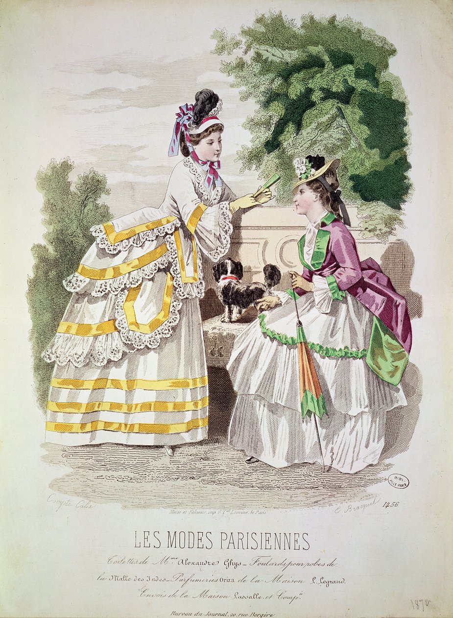 Moda feminina, de &39;Les Modes Parisiennes&39; 1870 de French School