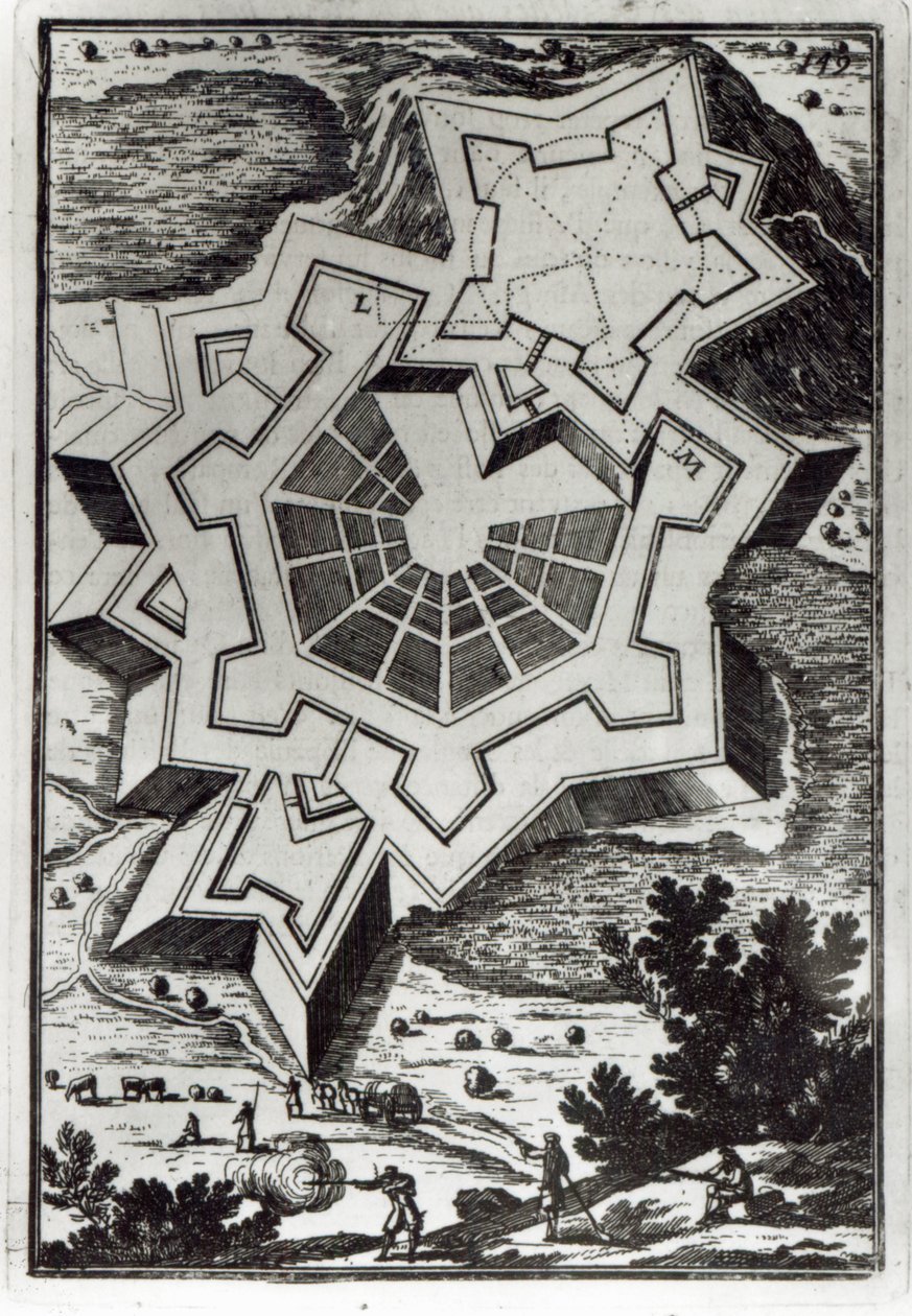 Figura LXI, de "As Obras de Marte, ou A Arte da Guerra", de AM Mallet, 1684 de French School