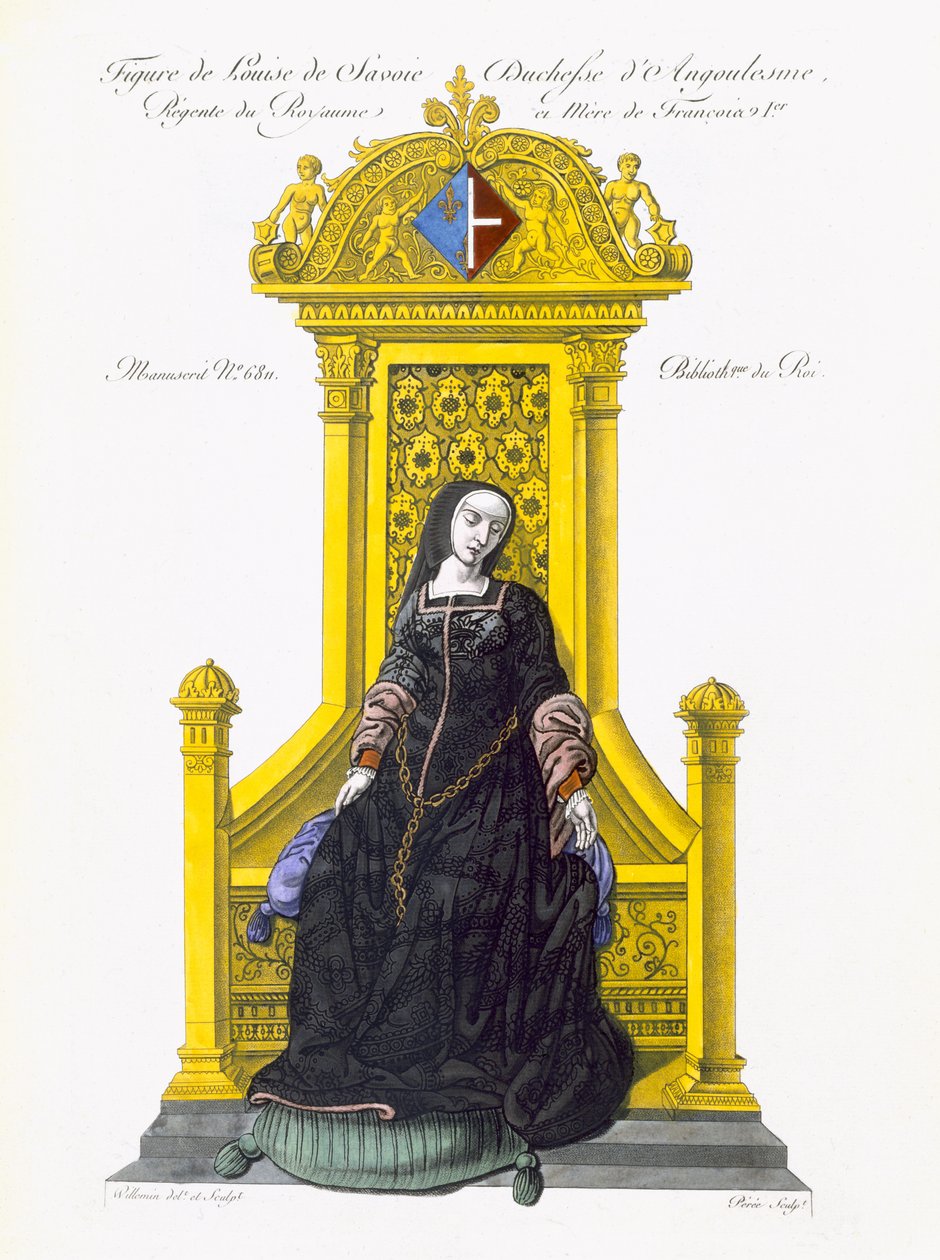 Figura de Louise de Savoie (cor aquatint) de French School