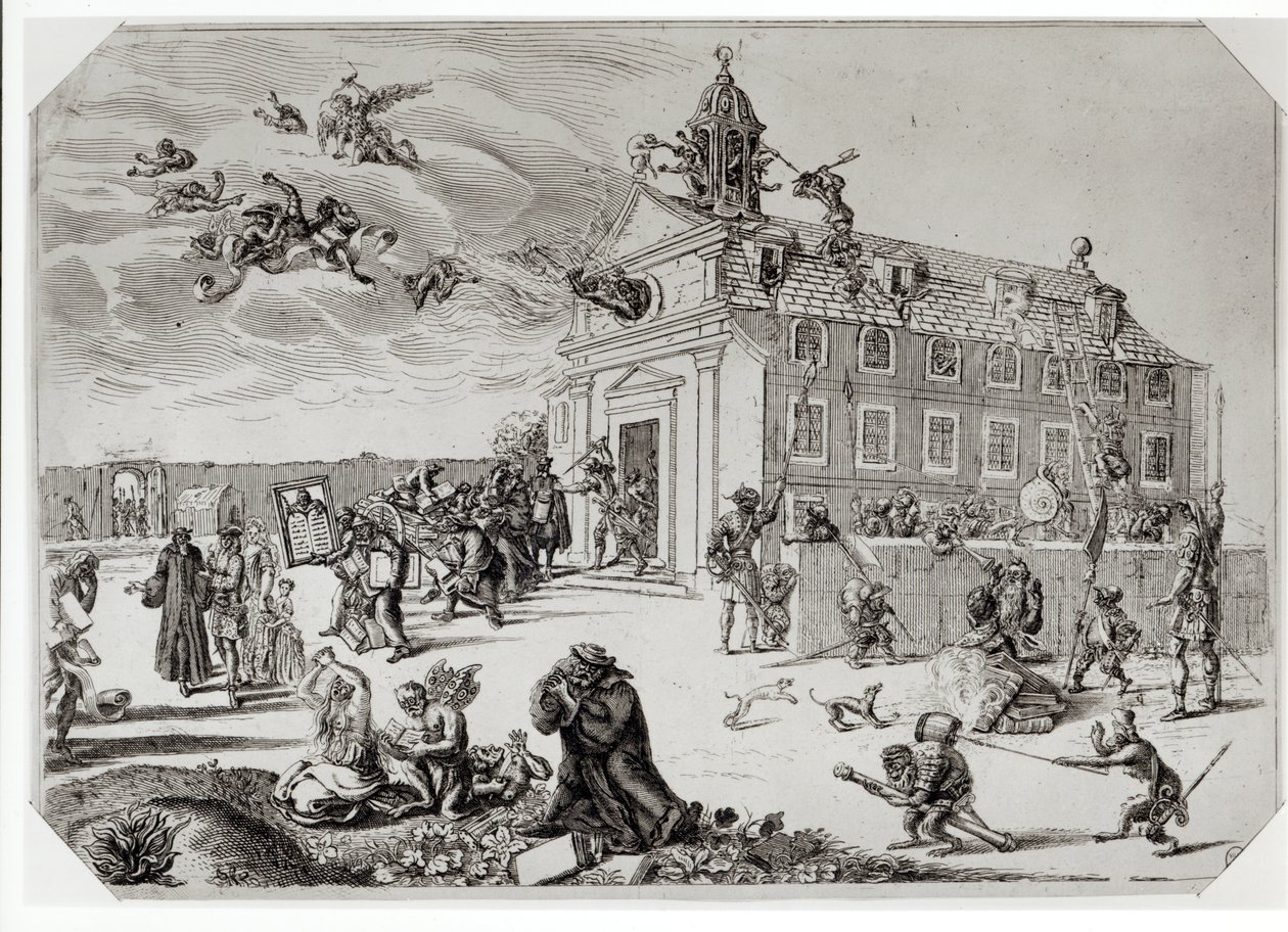 Fogo no templo de Charenton, c.1685 de French School