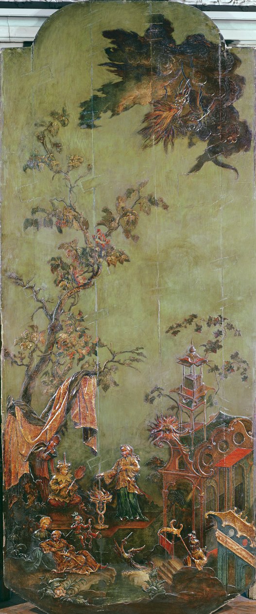 Fogo, de uma série de painéis representando os quatro elementos, c.1730 (madeira policromada) de French School