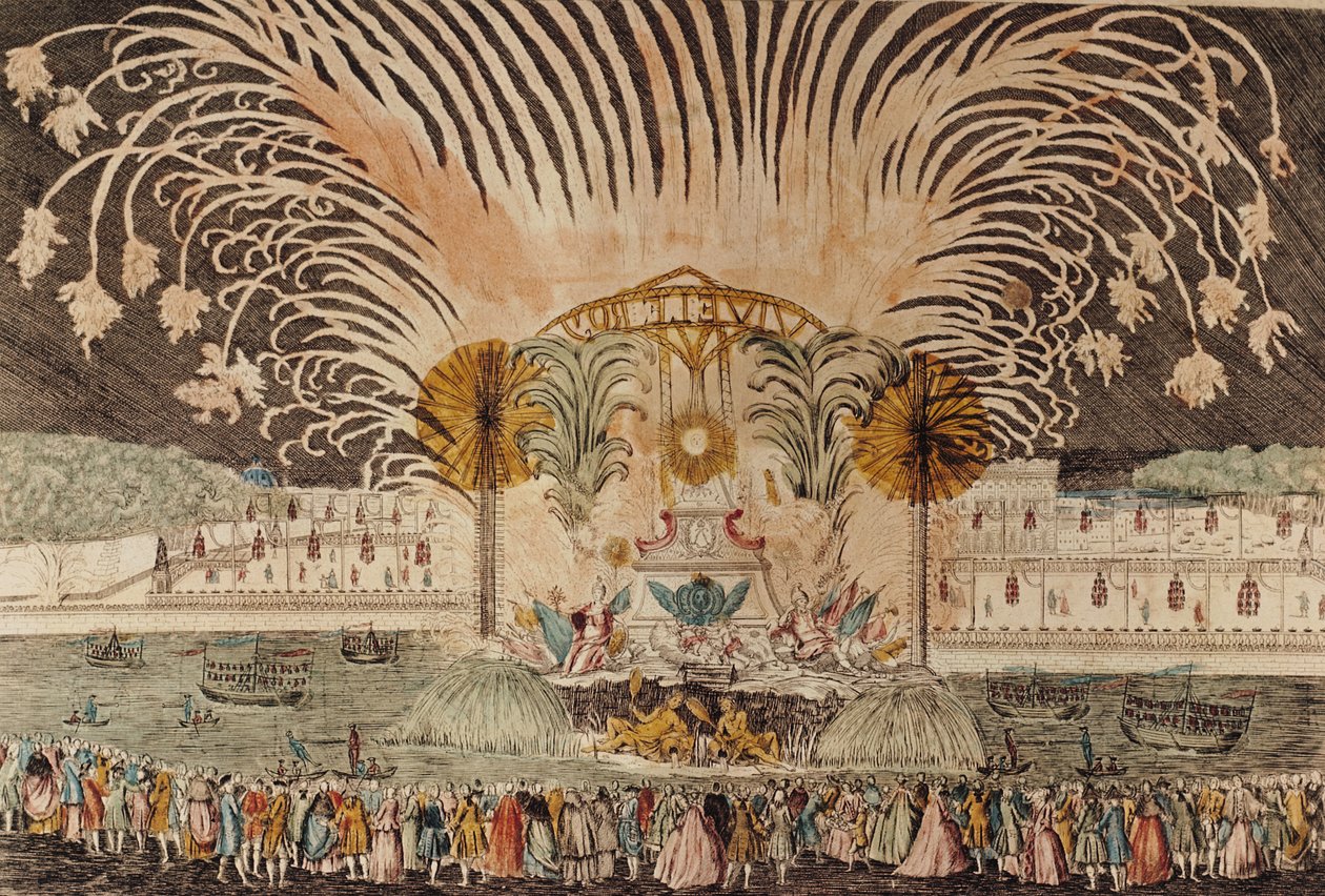 Espetáculo de Fogo de Artifício no Lugar Luís XV por Ocasião da Dedicação da Estátua Equestre do Rei, 20 de junho de 1763 (ver também 265480) de French School