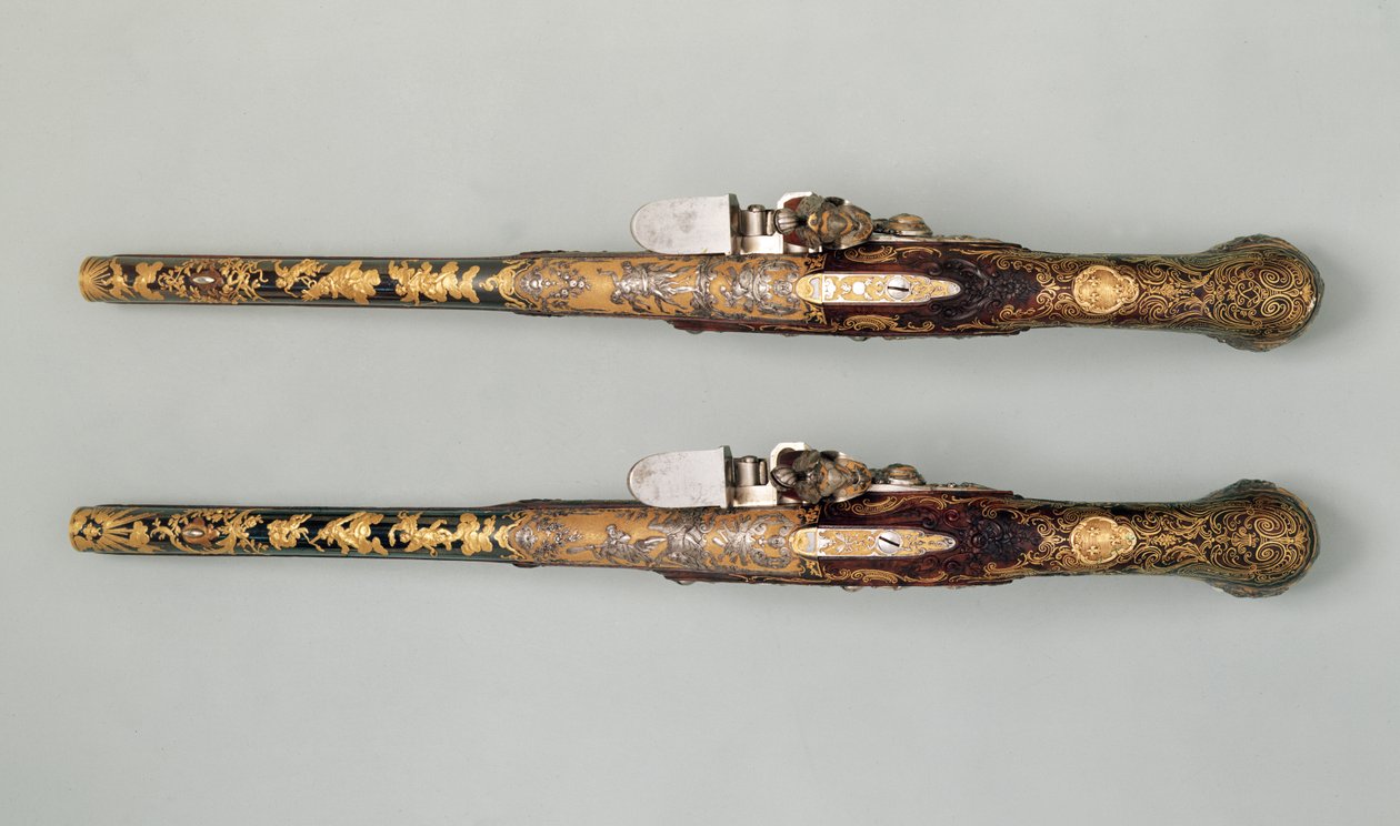 Pistolas de pederneira, c.1690 de French School