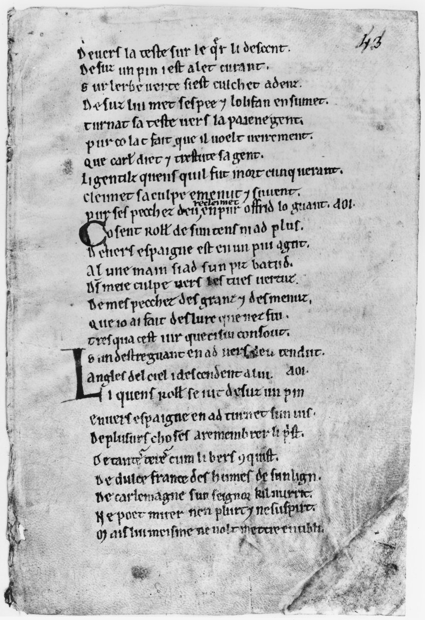 Fol.43 &39;A Canção de Roland&39; de French School