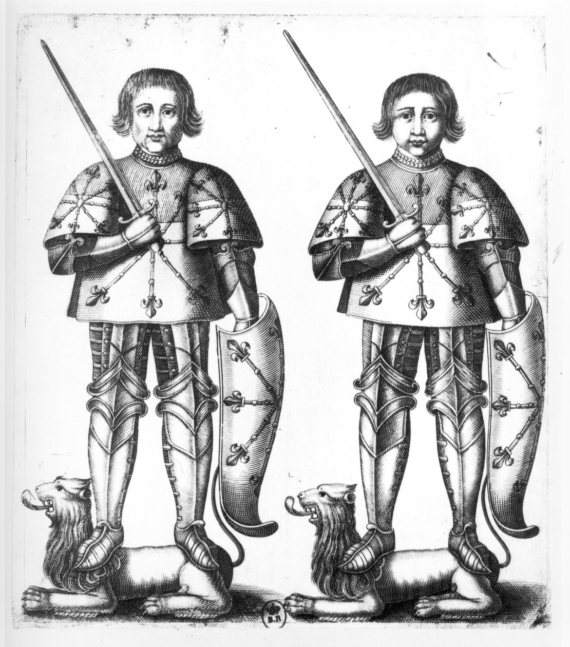 Foulques III Nerra (ou o Negro) (970-1040) e Geoffroy II Martel (1005-60) de French School