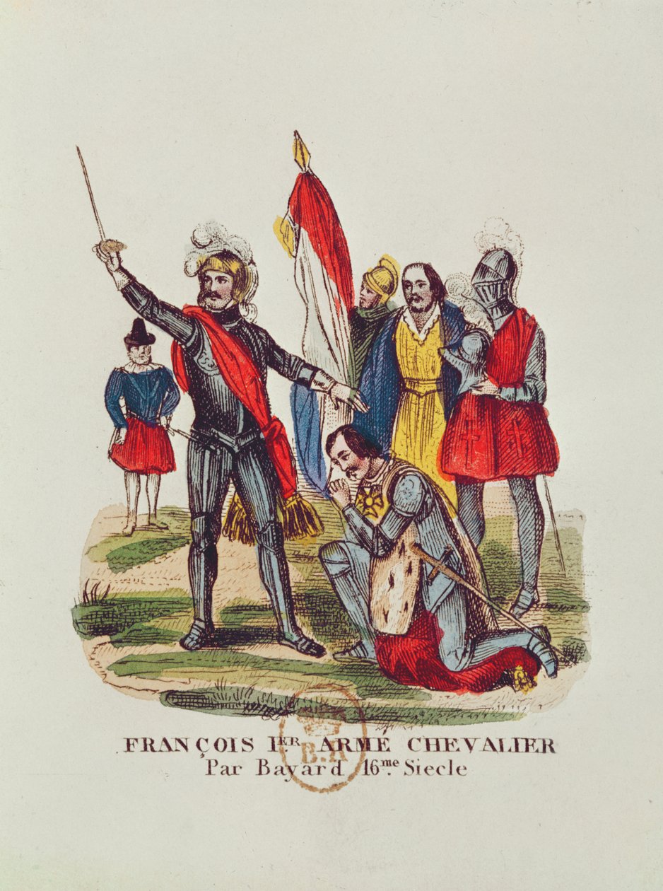 François I (1494-1547) Rei da França e Pierre du Terrail (1476-1524) Chevalier Bayard, após a Batalha de Marignan em 1515, 1841 de French School