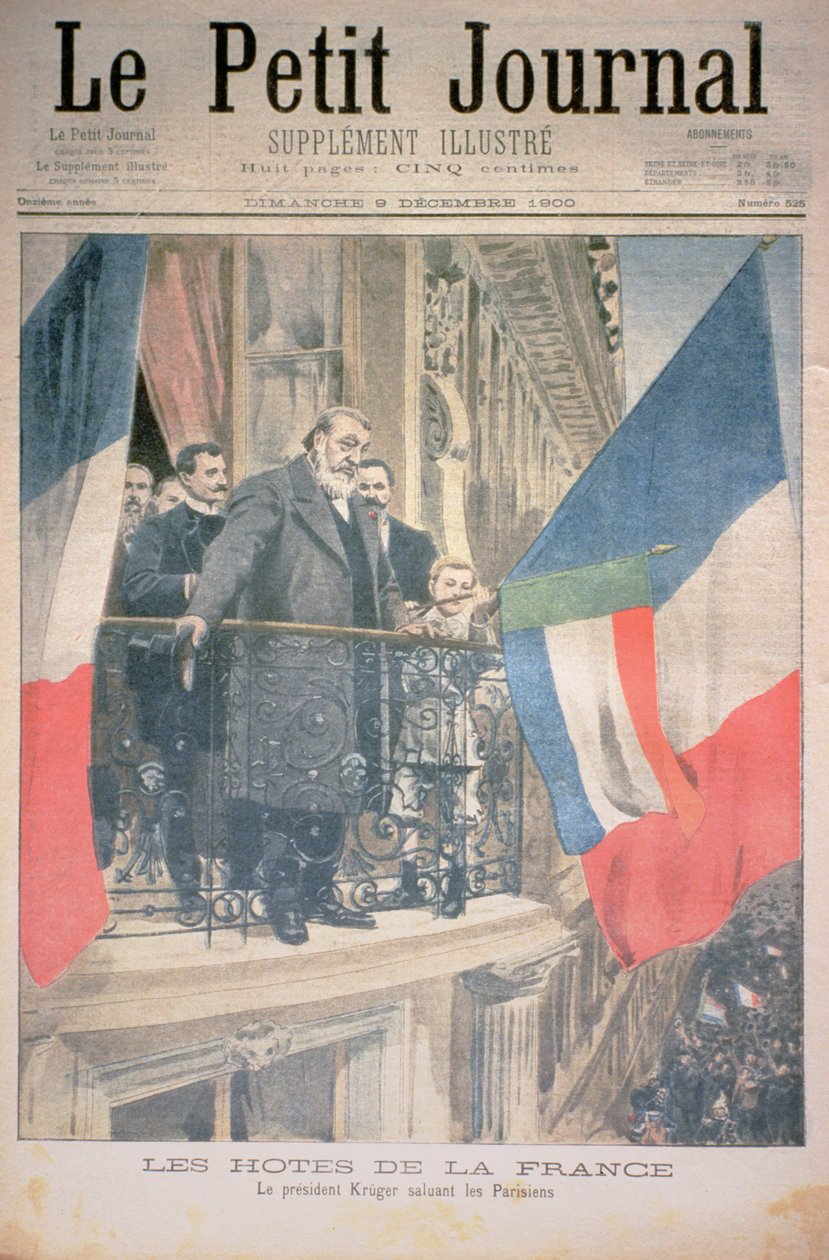 Apresentadores franceses: Presidente Kruger Cumprimenta os parisienses, capa do Le Petit Journal, 9 de dezembro de 1900 (ver também 116064) de French School
