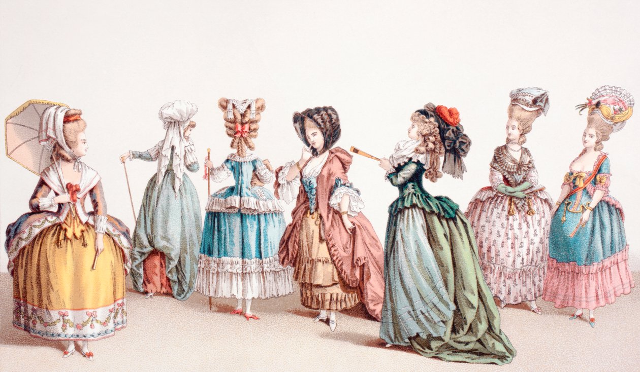 Moda feminina francesa durante o reinado de Luís XVI, 1875 de French School