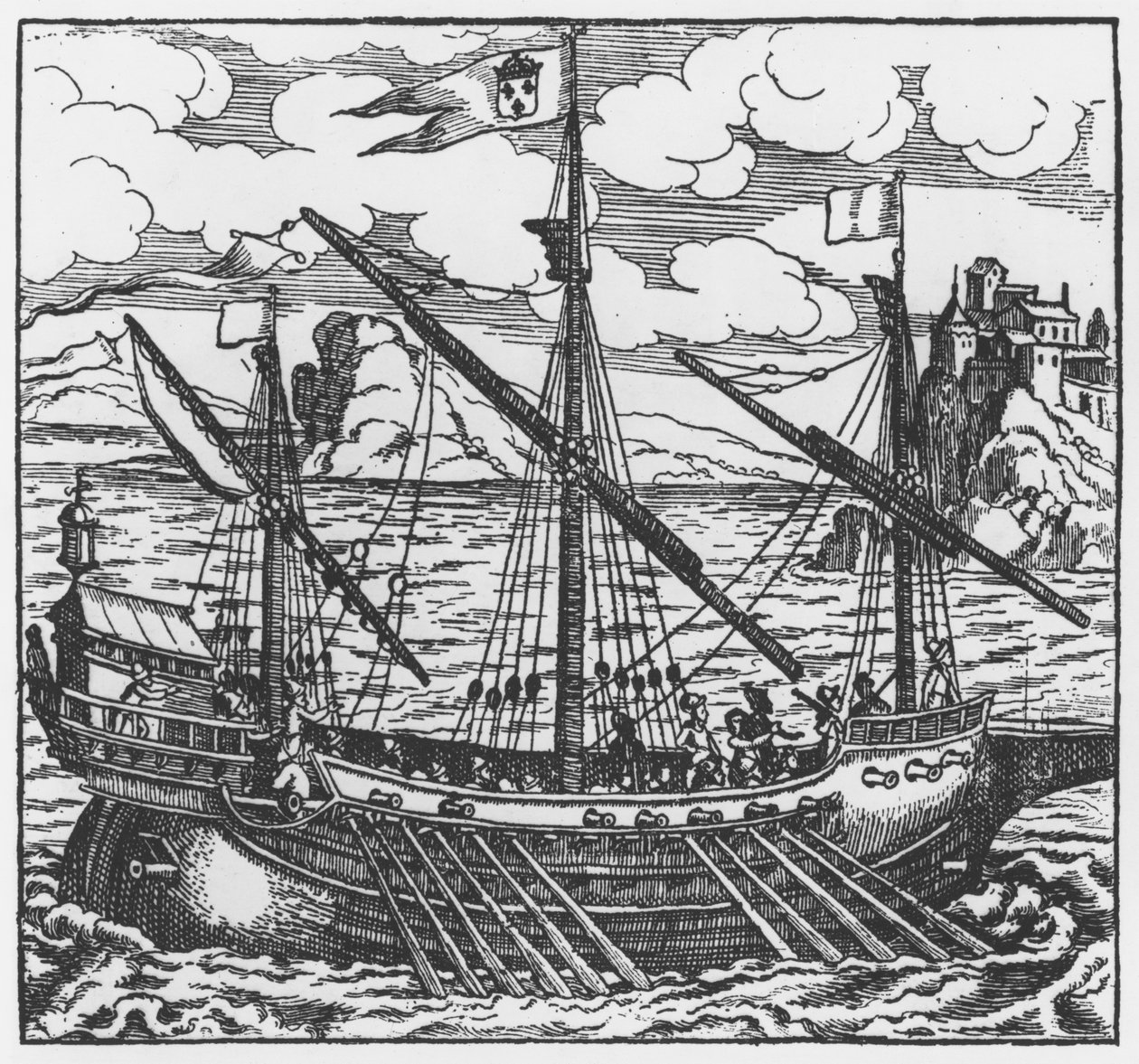 Cozinha francesa operando nos portos do Levante desde Luís XI (1423-83) (xilogravura) de French School