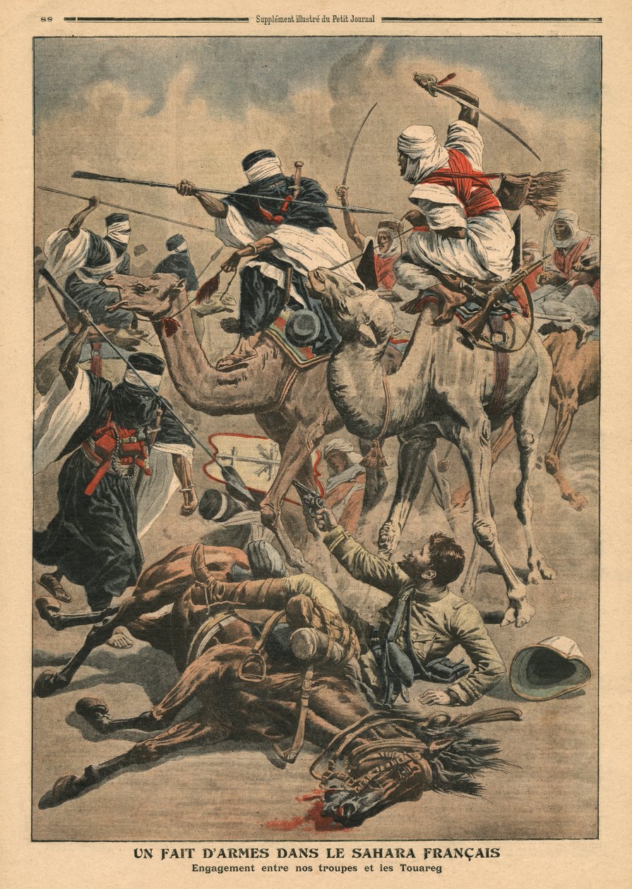 Tropas francesas no Sahara, ilustração de &39;Le Petit Journal&39;, suplemento ilustre, 17 de março de 1907 de French School