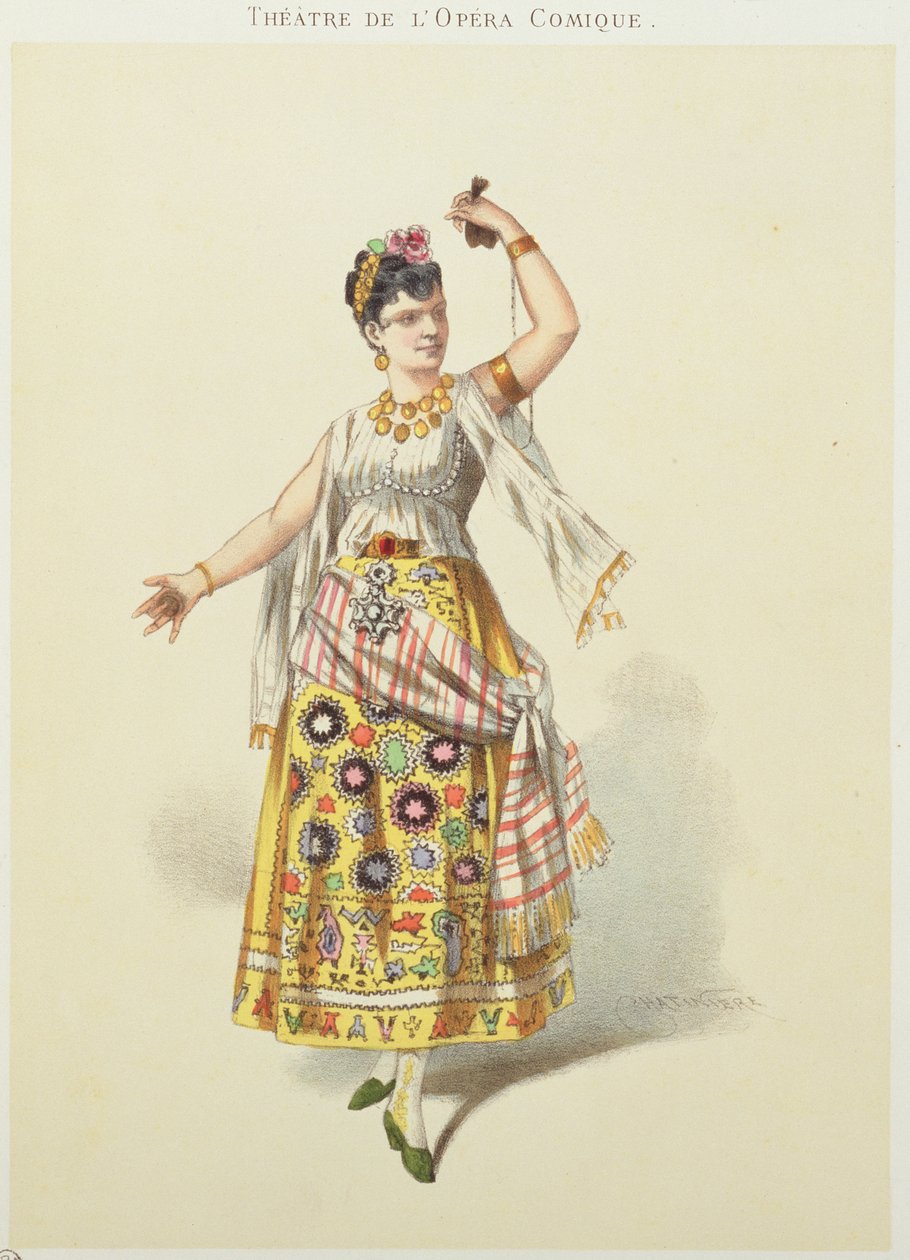 Galli Marie no papel de Carmen em &39;Carmen&39; por Georges Bizet (1840-75) de French School