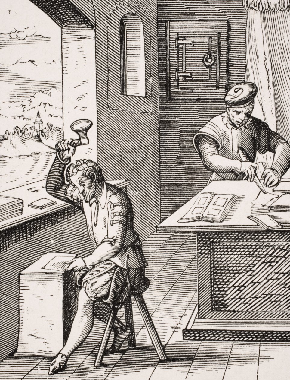 Goldbeater, reprodução de uma xilogravura de Jost Amman (1539-91), de "Le Moyen Age et La Renaissance", de Paul Lacroix (1806-84), publicada em 1847 de French School