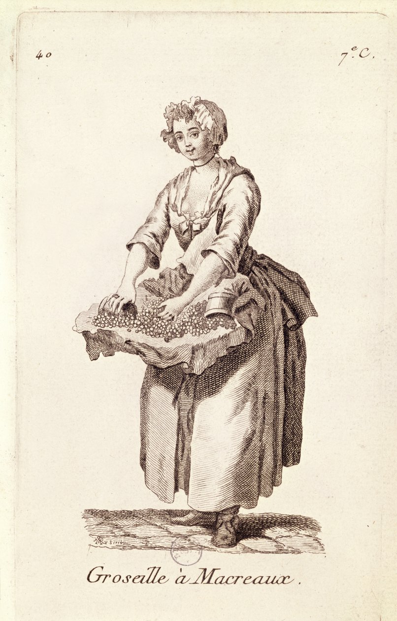 &39;Groselhas para cavala&39;, o vendedor de groselha, de &39;Petits Metiers de Paris&39; de French School