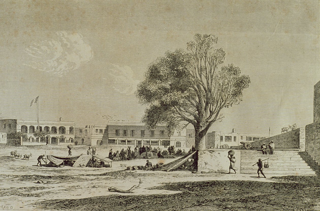 Ilha de Goree, Senegal, na década de 1860, gravada por Charles Maurand de French School