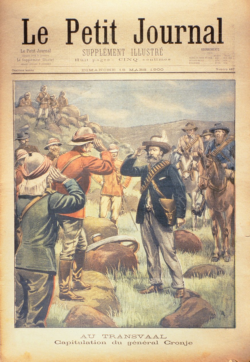 No Transvaal: a capitulação do General Cronje, capa do &39;Le Petit Journal&39;, 18 de março de 1900 de French School