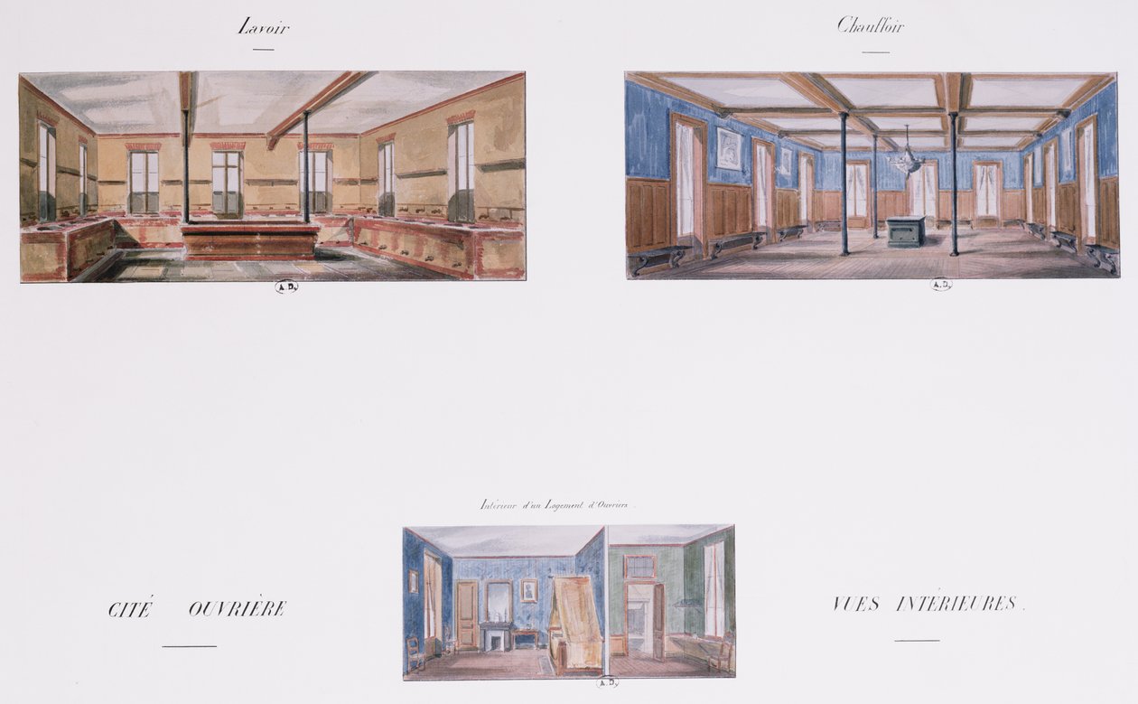 Design de interiores para o conjunto habitacional de Napoleão, 58 rue Rochechouart, Paris, 1849 de French School