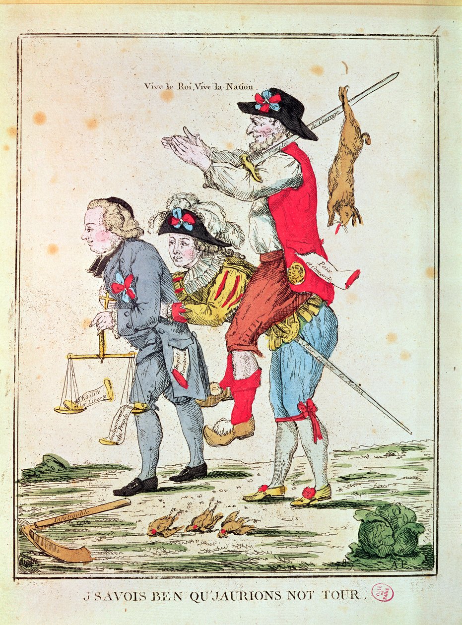 "Eu sabia que teríamos a nossa vez", cartoon representando as três ordens, 1789 de French School