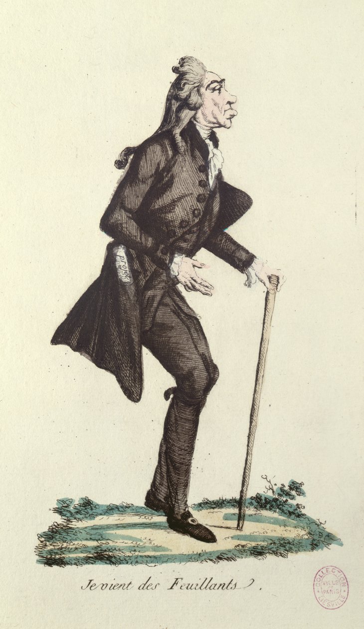 Je Viens des Feuillants, caricatura da Revolução Francesa, c.1791-92 (gravura colorida) de French School
