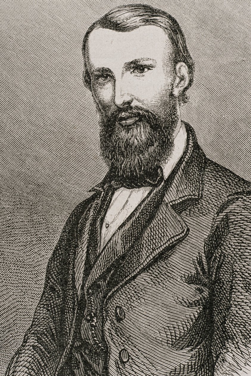 John William Wills (1834-61), explorador inglês, de &39;Le Tour du Monde&39;, publicado em Paris, na década de 1860 de French School