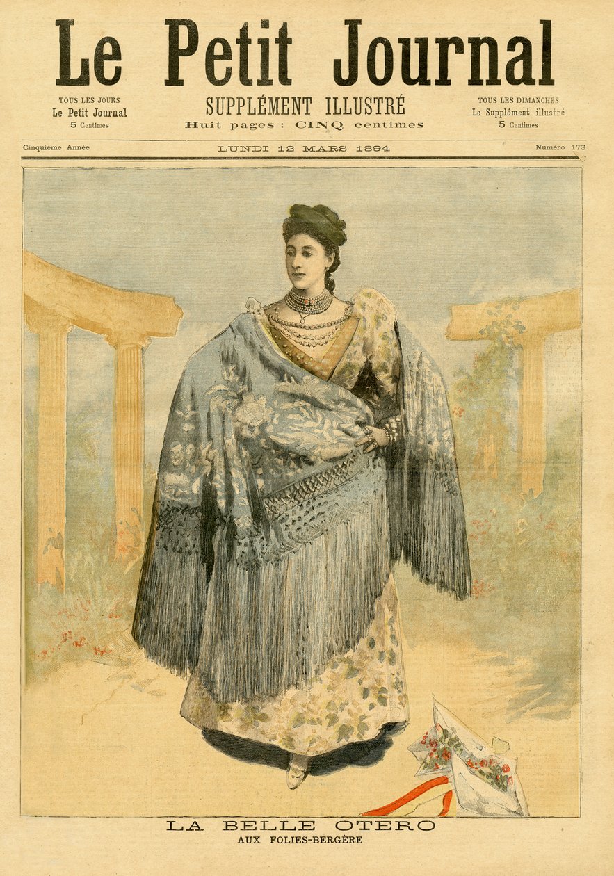 O belo Otero (1868-1965) no Folies-Bergere, de &39;Le Petit Journal&39;, 12 de março de 1894 de French School