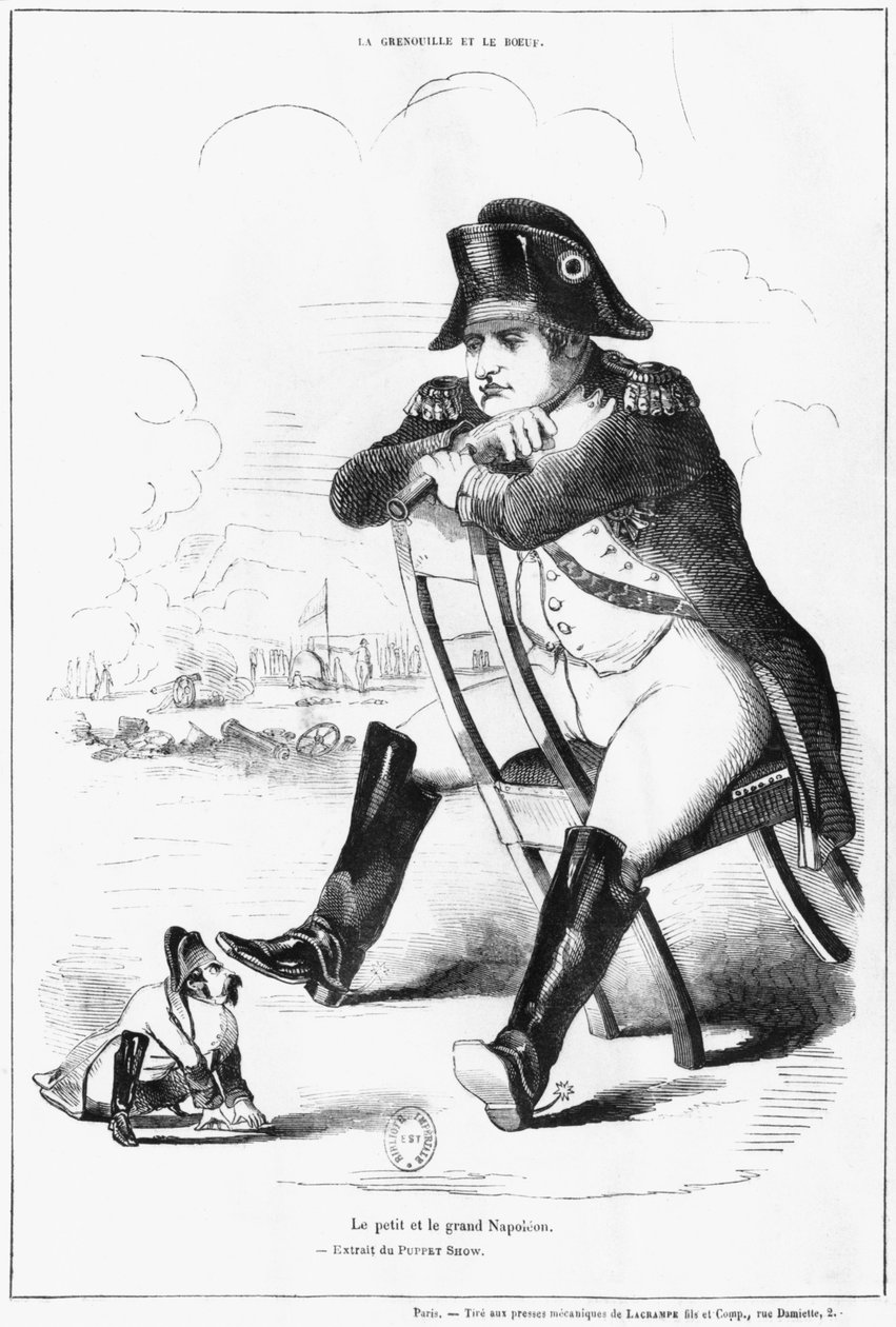 La Grenouille et le Boeuf: O Pequeno e o Grande Napoleão I, caricatura de &39;The Puppet Show&39; de French School