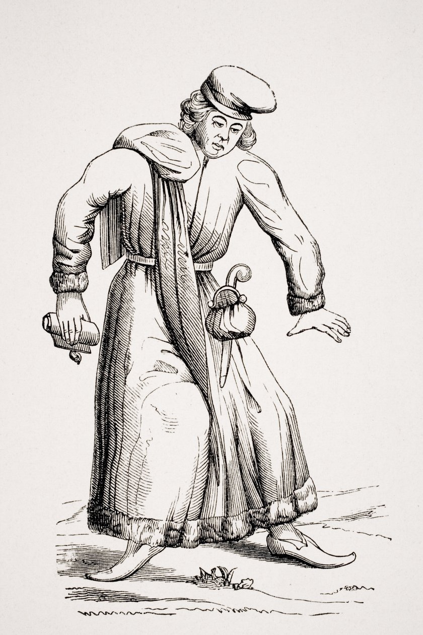 Advogado, depois de um desenho de um manuscrito do século XV, de "Le Moyen Age et la Renaissance", de Paul Lacroix (1806-84), publicado em 1847 de French School