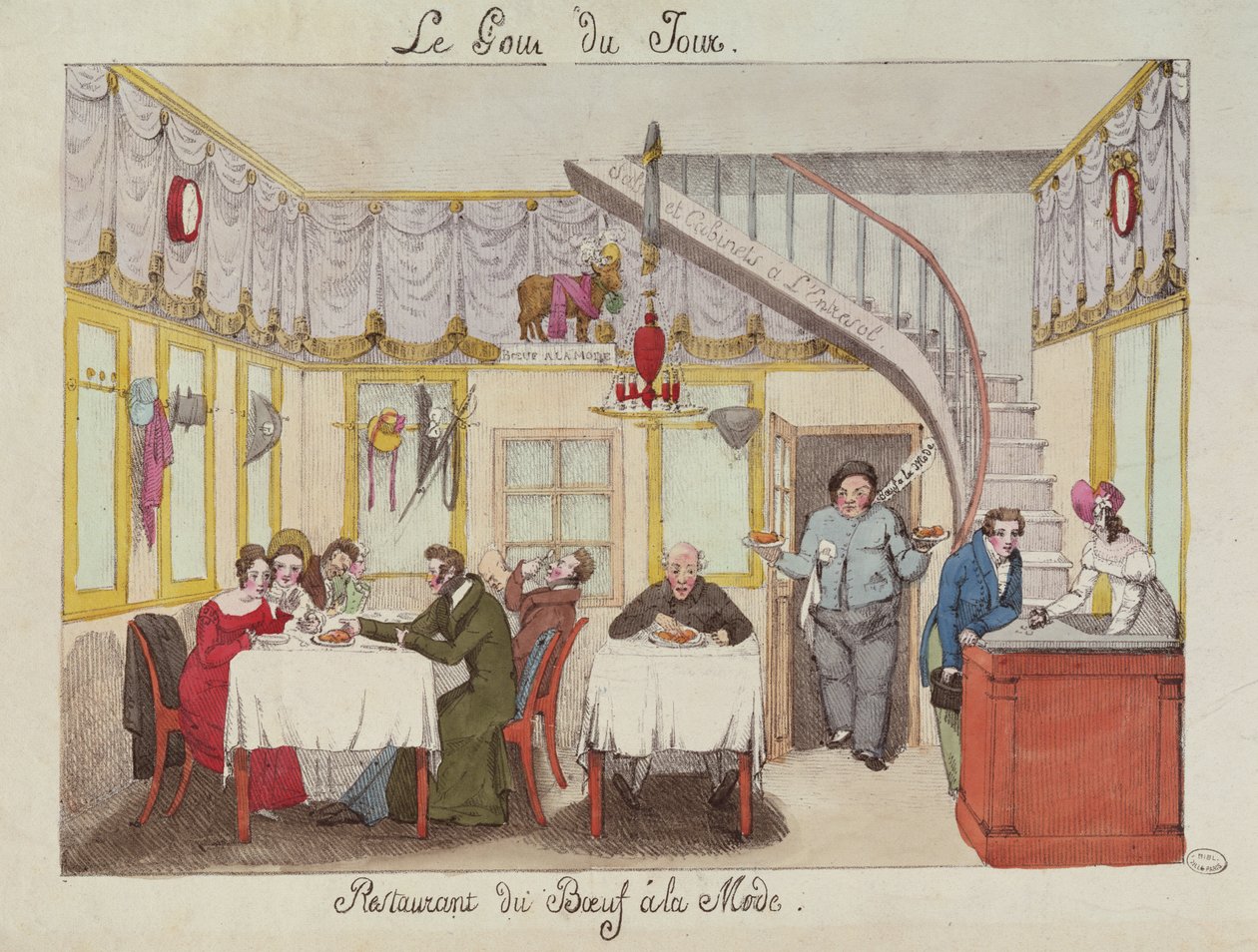 Carne à la Mode, rue Valois, Paris, de Le Gout du Jour, c.1830 (ver também 167981) de French School