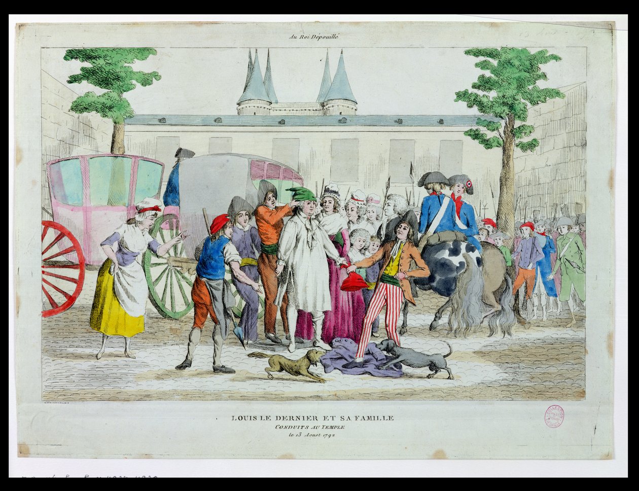 Luís XVI (1754-93) e sua família levados ao Templo, 13 de agosto de 1792 de French School