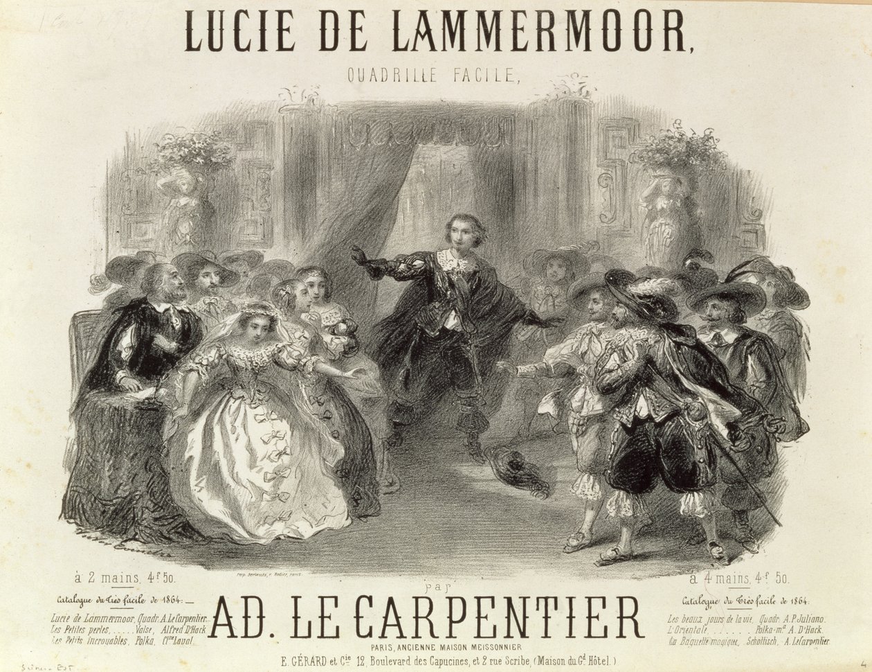 &39;Lucia de Lammermoor&39; a ópera por Domenico GM Donizetti (1797-1848), 1864 de French School