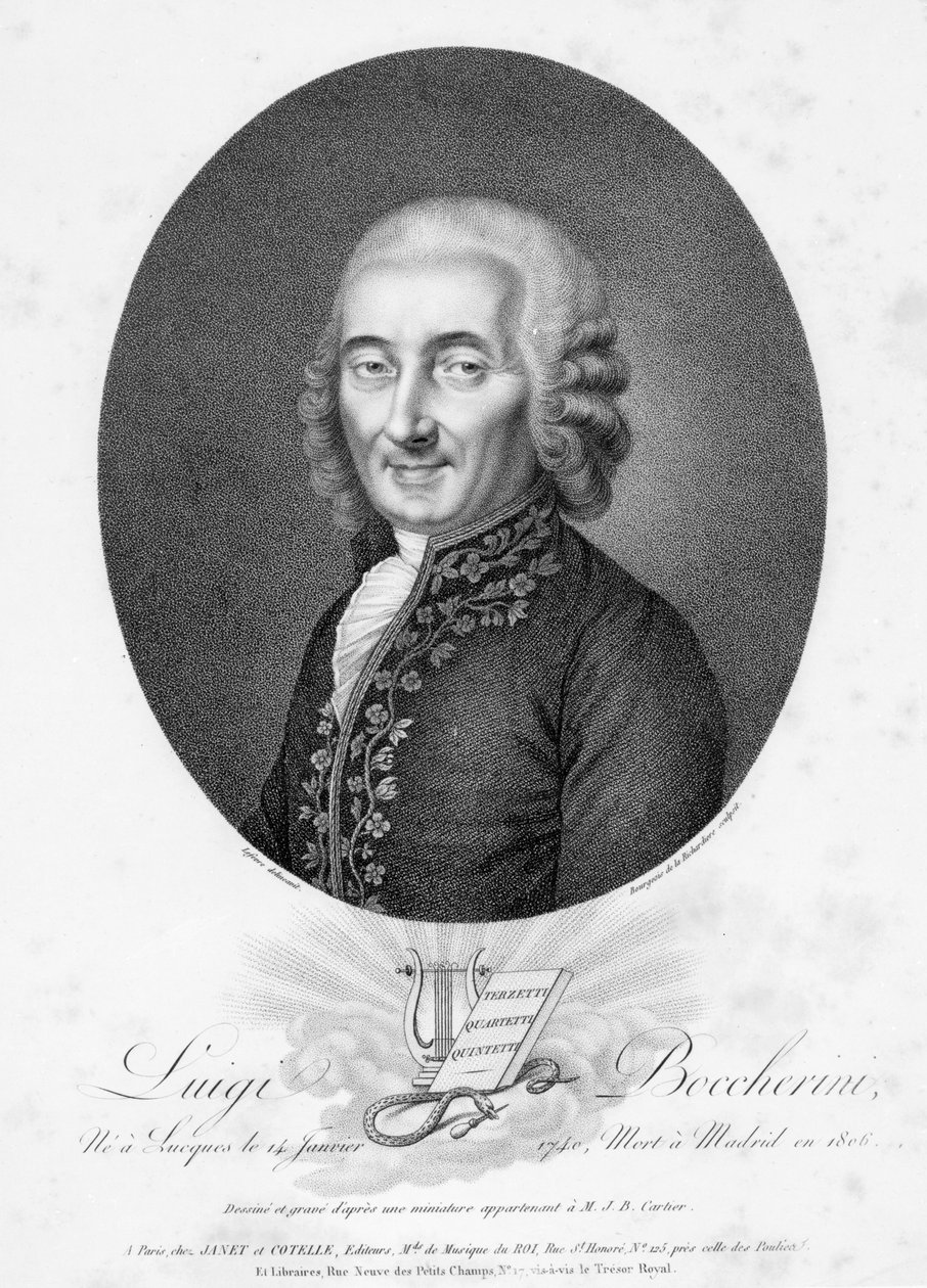 Luigi Boccherini, gravado por Bourgeois de la Richardière, c.1806 de French School