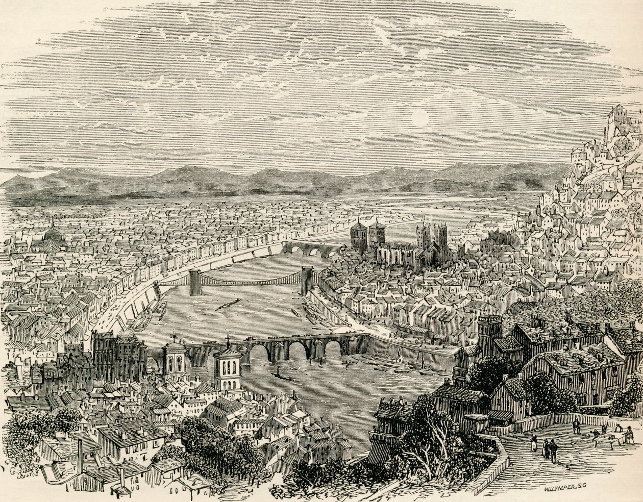 Lyon, França, no século 19, de "Imagens francesas" pelo Rev. Samuel G. Green, publicado em 1878 de French School
