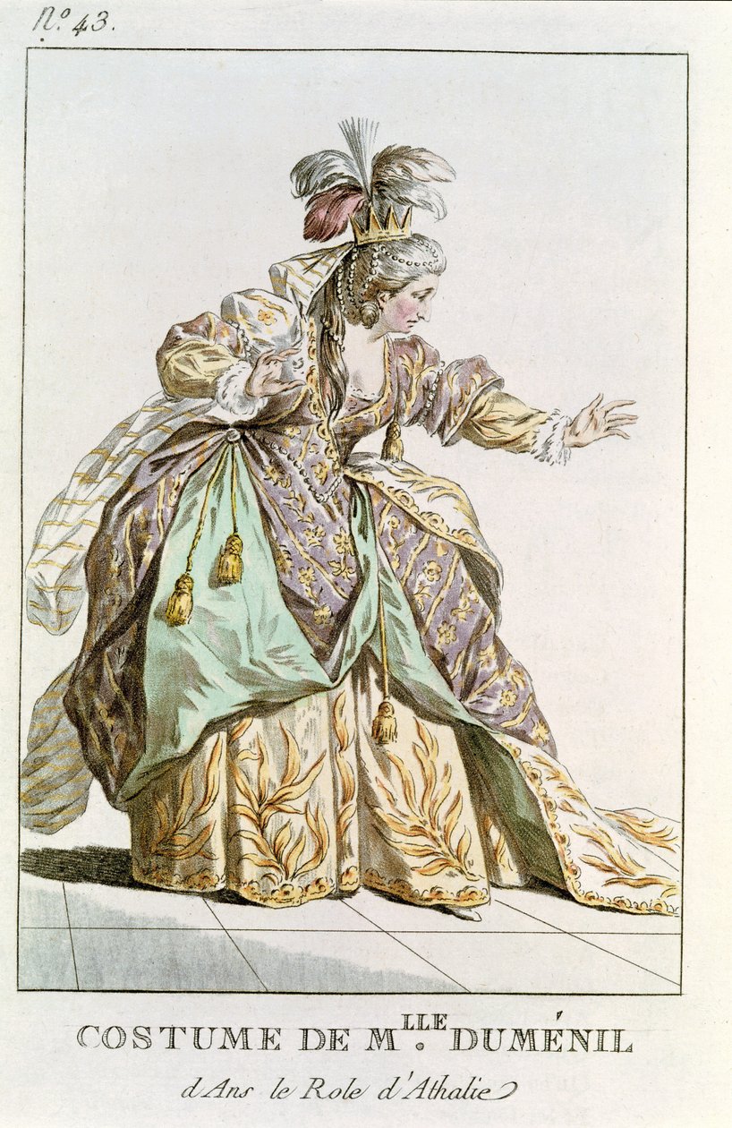 Mademoiselle Dumesnil (1713-1803) no papel de Athalie em &39;Athalie&39; por Jean Racine (1639-99) de &39;Trajes e Anais dos Grandes Teatros de Paris&39; de French School