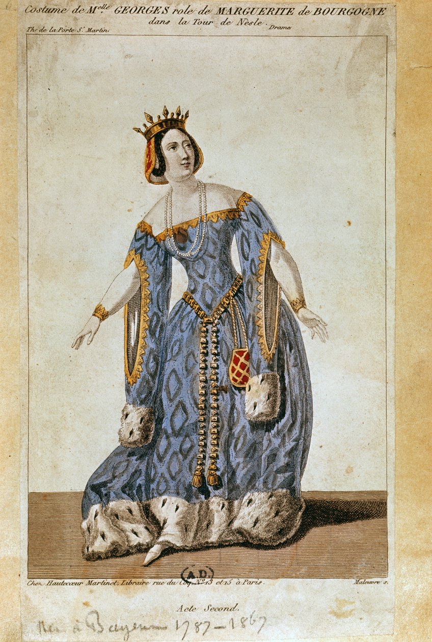 Mademoiselle George como Marguerite no Ato II de &39;La Tour de Nesles&39; de French School