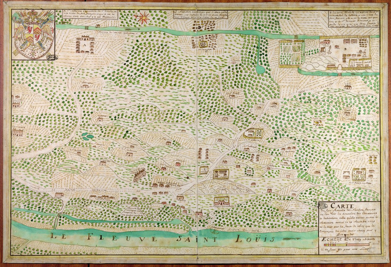 Mapa de Fort Rosalie des Natchez, Louisiana de French School