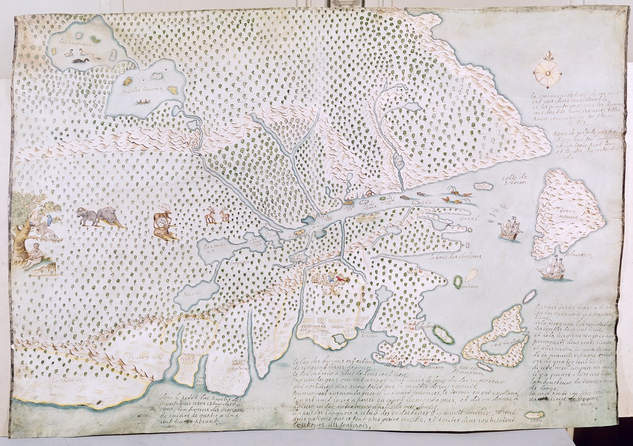 Mapa do Estuário de São Lourenço (caneta e tinta sobre papel) de French School