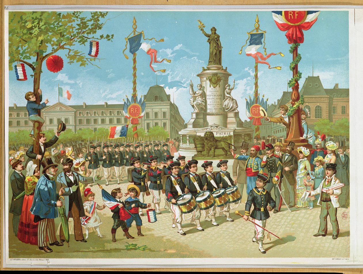 March-Past na Place de la Republique, 14 de julho de 1880 de French School