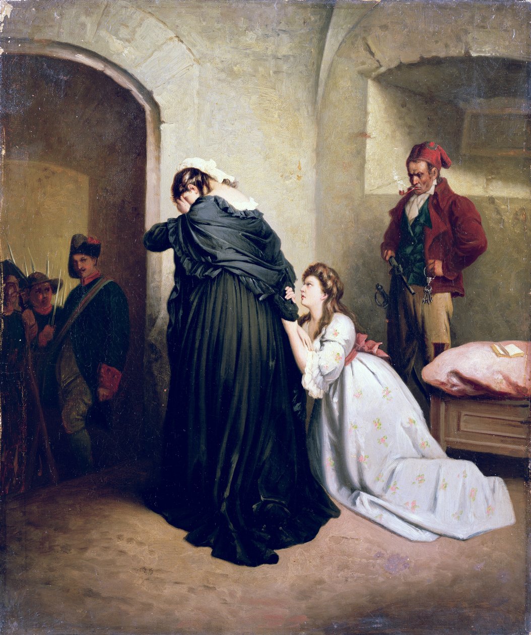 Marie Antoinette partindo para sua execução (uma das duplas) de French School