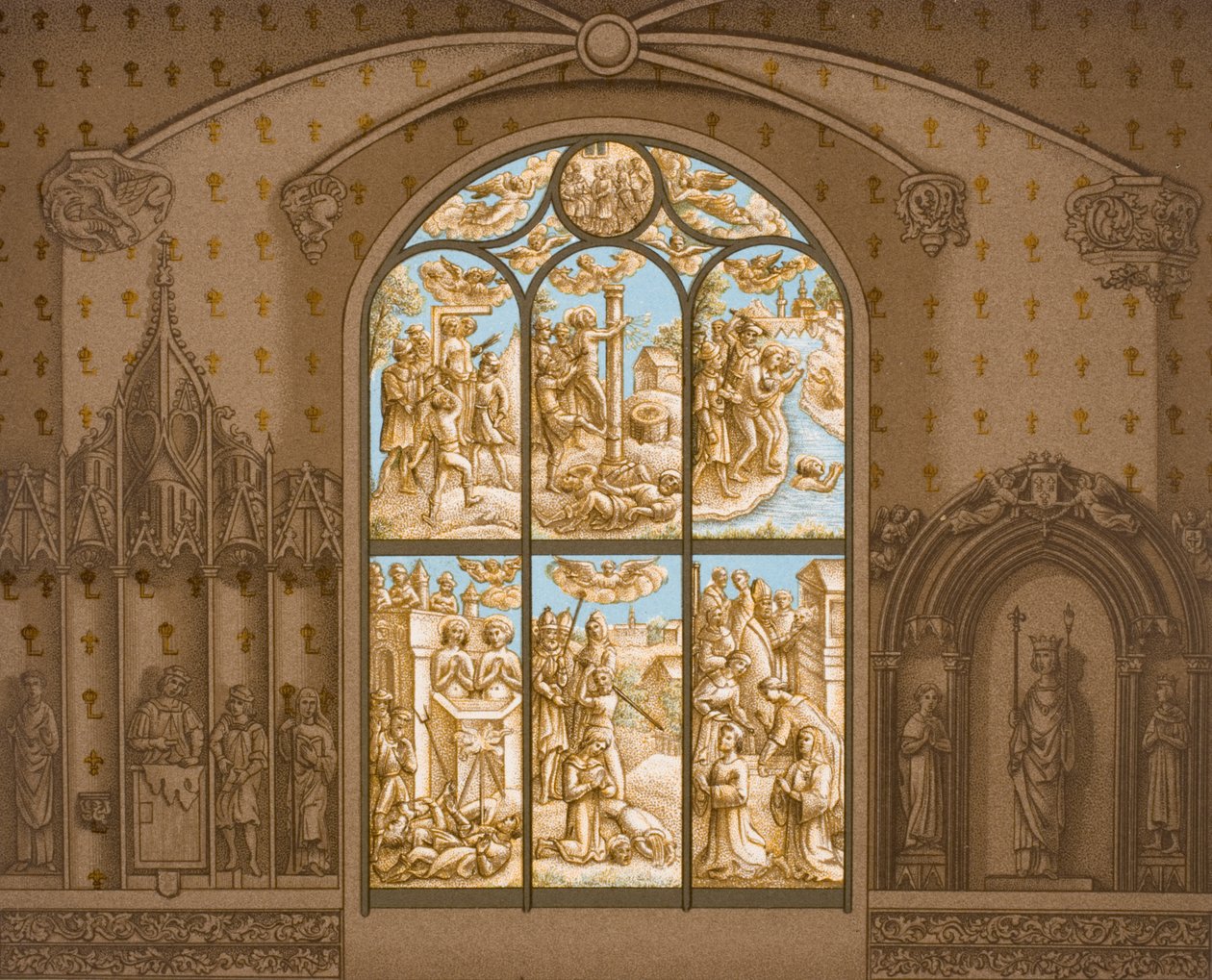 O martírio dos Santos Crispin e Crepiniano, de "A Idade Média e o Renascimento", de Paul Lacroix (1806-84), publicado em 1847 de French School