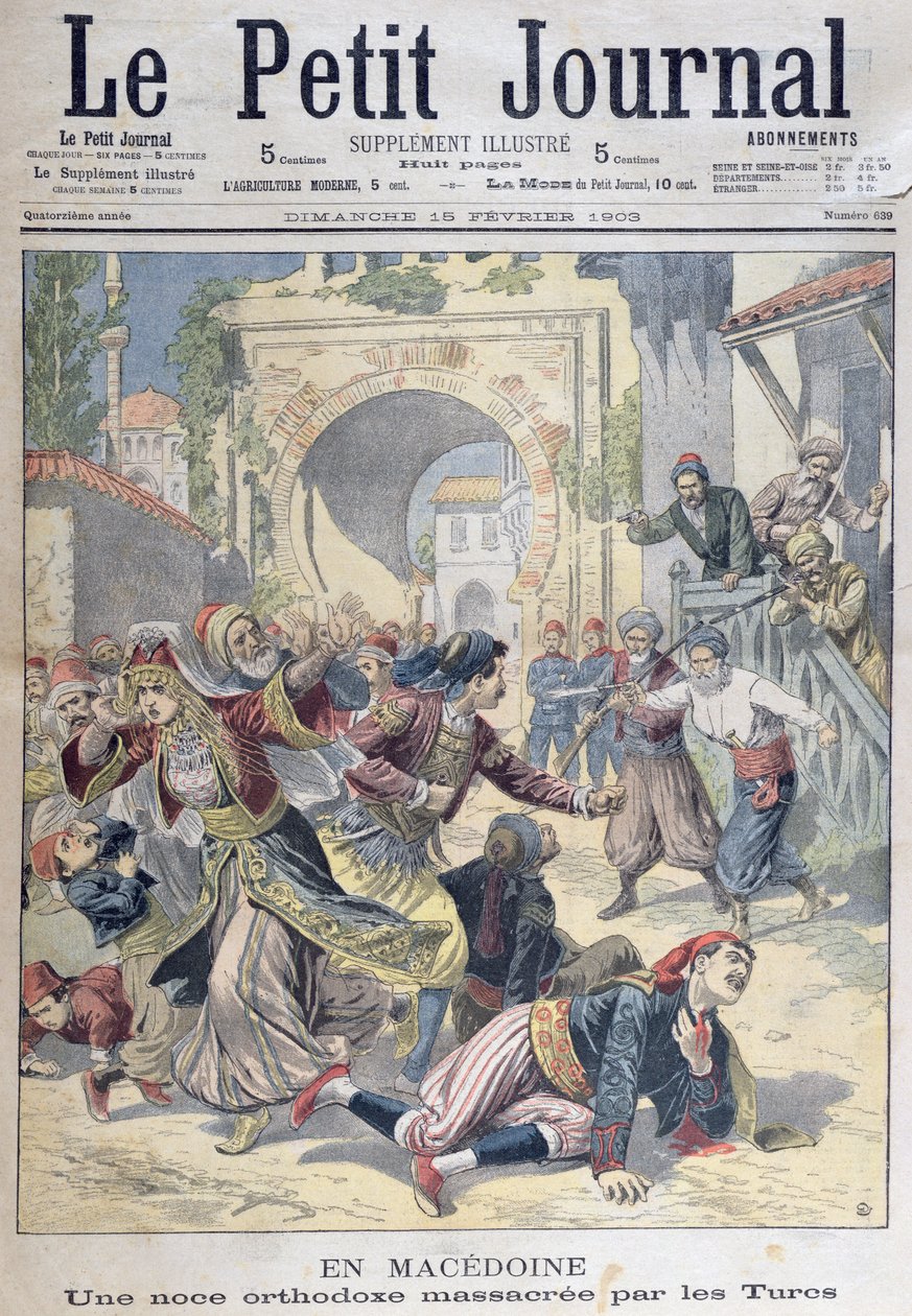 Massacre em um casamento ortodoxo macedônio por turcos, de Le Petit Journal, 15 de fevereiro de 1903 de French School
