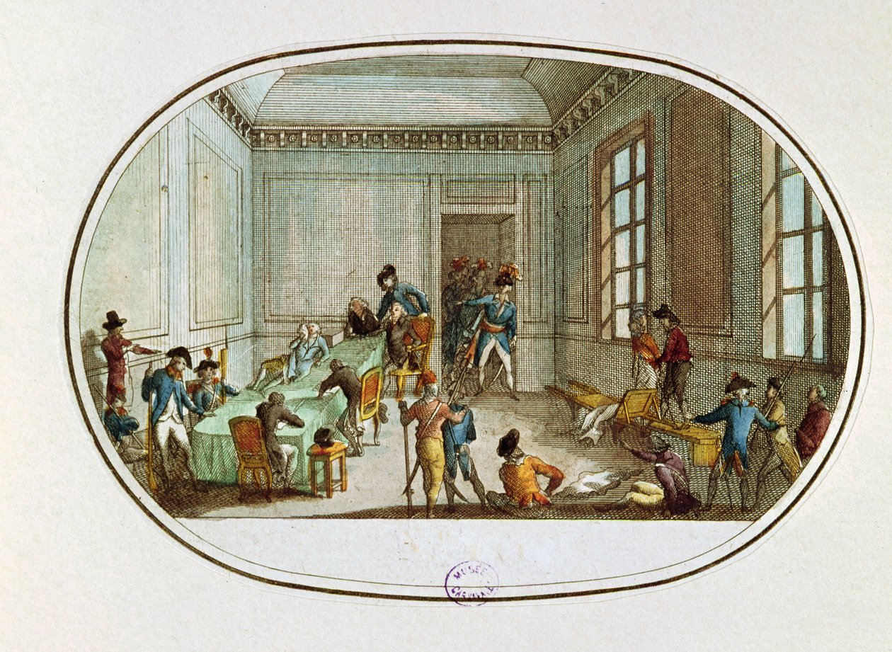 Maximilien de Robespierre (1758-94) ferido na antecâmara do Comite de Salut Public, 10 Thermidor An II (28 de julho de 1794) de French School