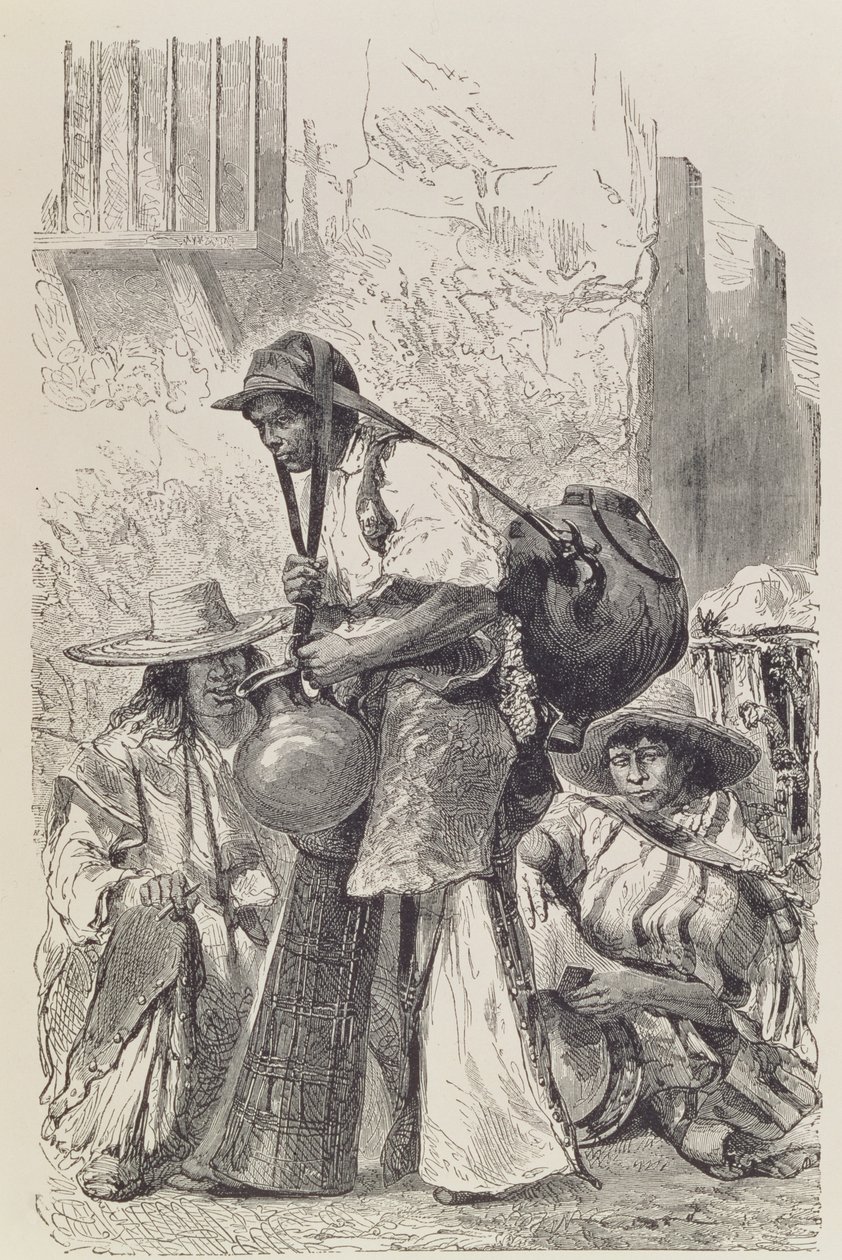 Transportadora de água mexicana, de &39;As antigas cidades do novo mundo&39;, por Cluade-Joseph-Desire Charnay, pub. 1887 de French School