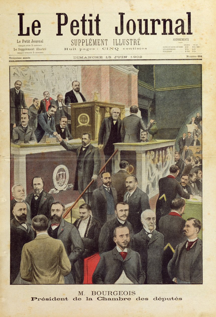 Monsieur Bourgeois, Presidente da Câmara dos Deputados, capa do &39;Le Petit Journal&39;, 15 de junho de 1902 de French School