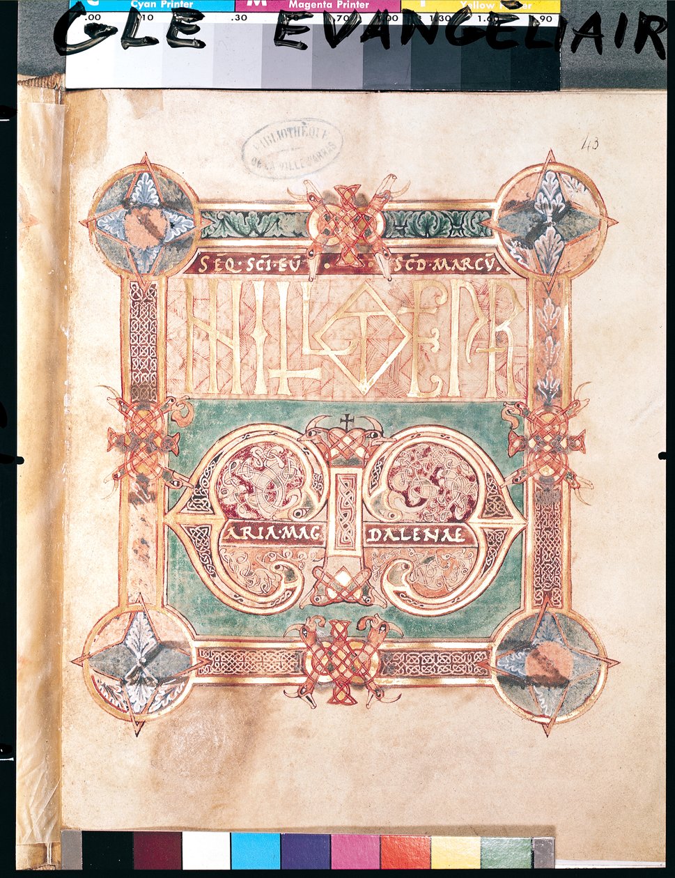 Ms 1045 fol.43 ou Ms 233 Extrato de um evangelho com ouro uncials, de Saint-Vaast de French School