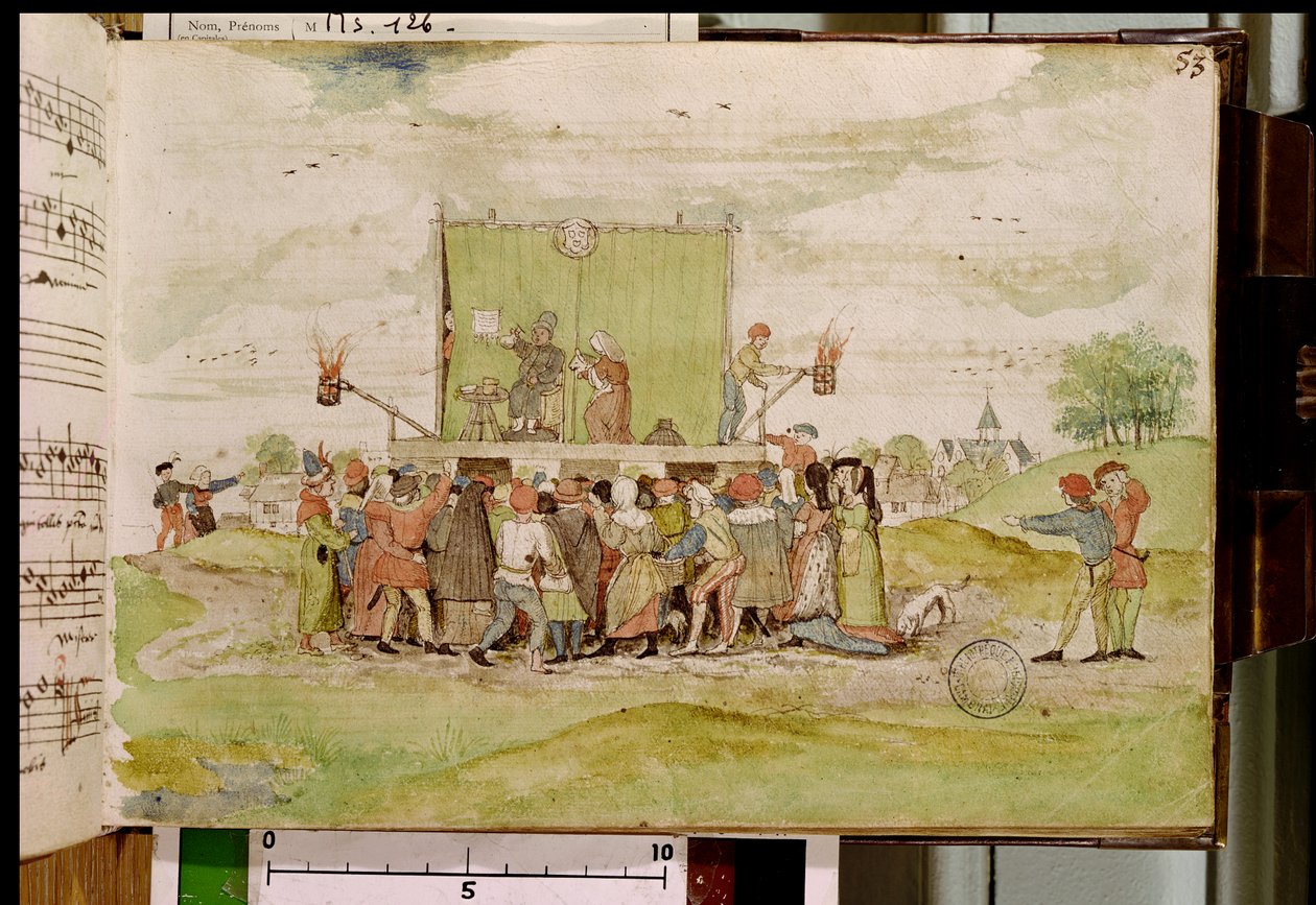 Ms 126 f.53r Médico grasnado tocando a urina para seu diagnóstico, de "Coleção de canções religiosas e profanas", 1542 de French School
