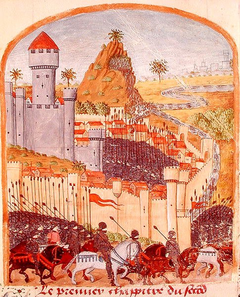 Ms 1335 fol.22 Rendição do Castelo de Celaenae em 333 aC, de Vie dAlexandre le Grand de French School